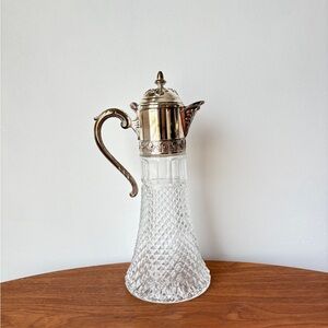Ornate Silver and Clear Glass Carafe